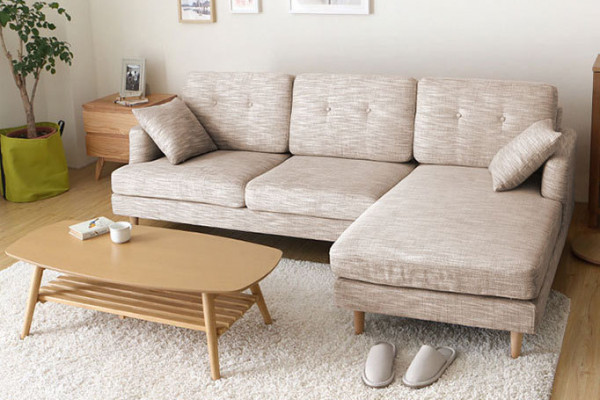 Ghế sofa góc bọc vải bố đẹp cho phòng khách